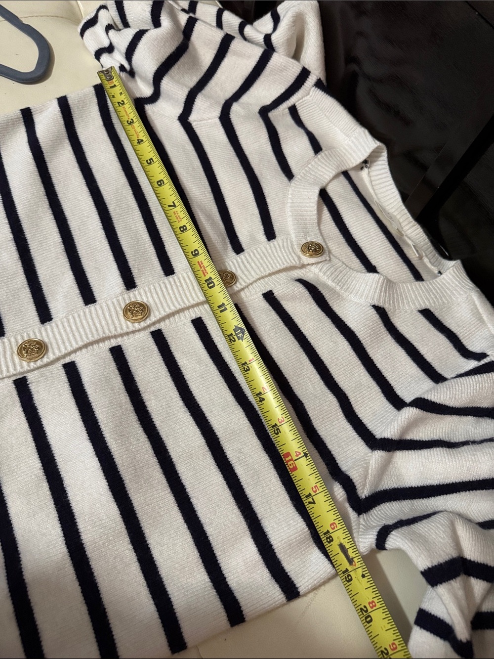 Cyrus Cardigan-Sz S-Rayon Blend-Gold Button-White & Black Stripes-Light Wear-GUC - Picture 12 of 16